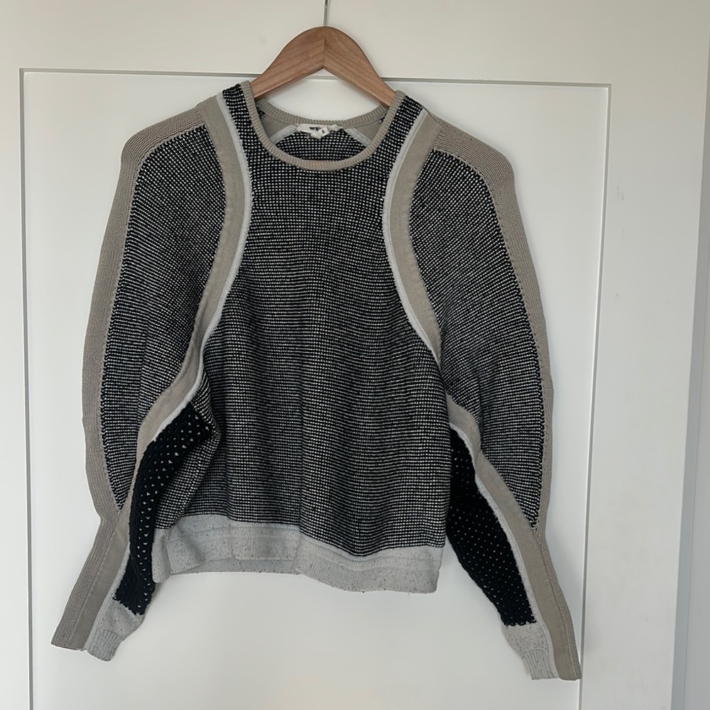 Helmut Lang Black and Gray Crew Neck Sweater